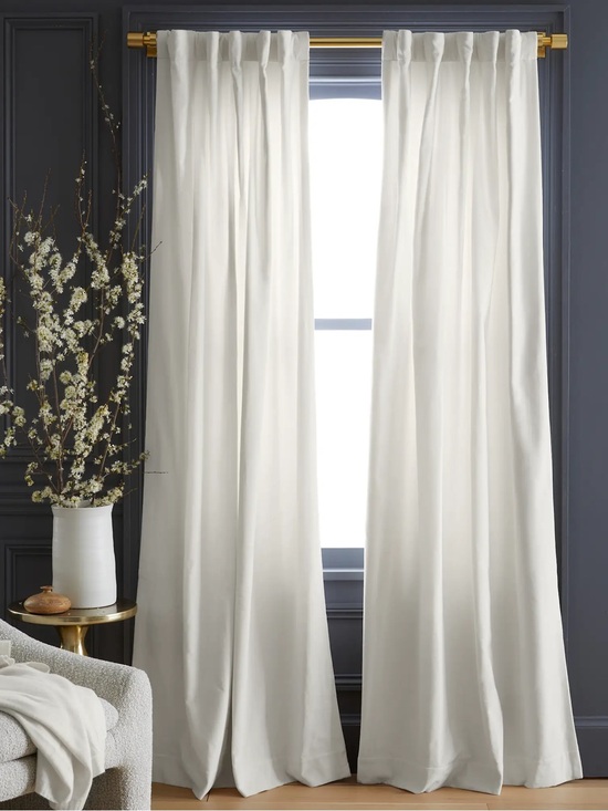 Quince Other - NWT QUINCE Set Of 2 48x84 Cotton Velvet Curtains Ivory 8670
